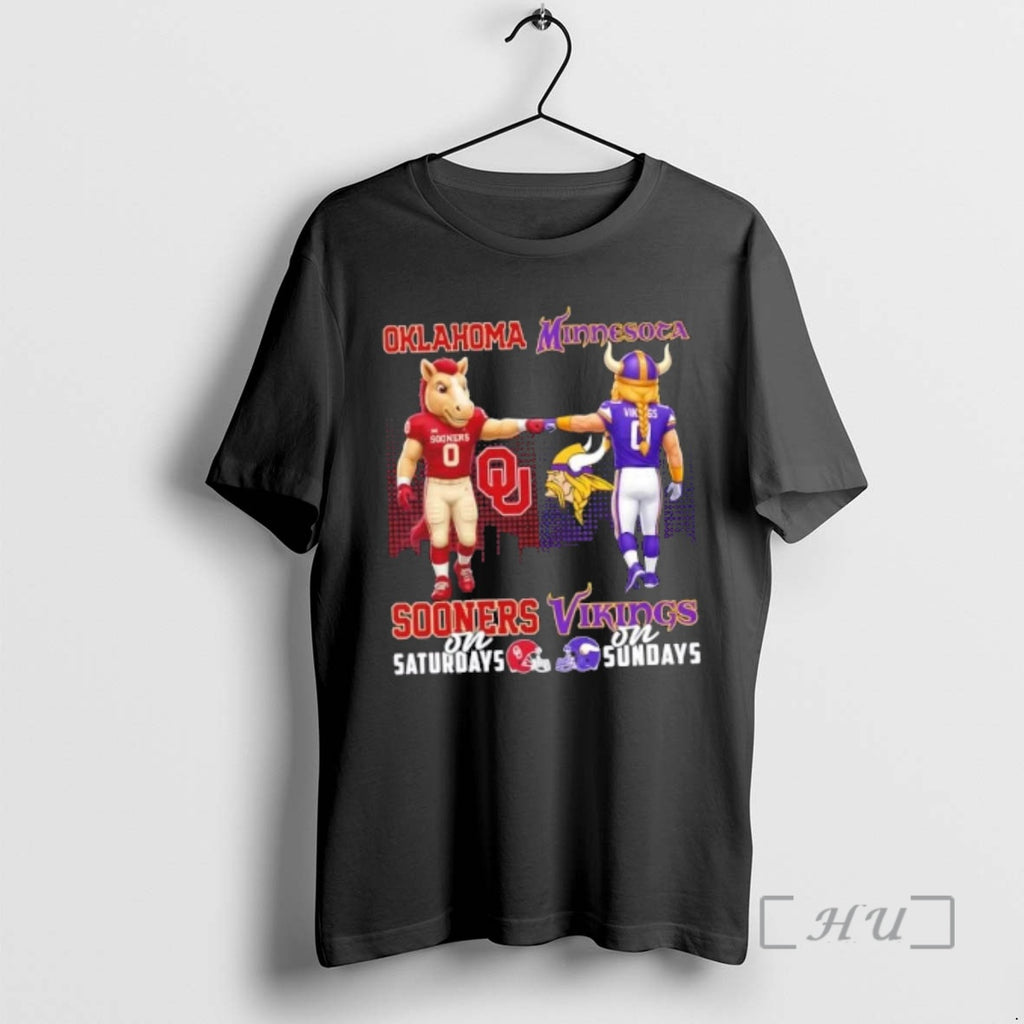 Officials Mascots Oklahoma Sooners On Saturdays X Minnesota Vikings On Sundays Skyline Premium T Shirts