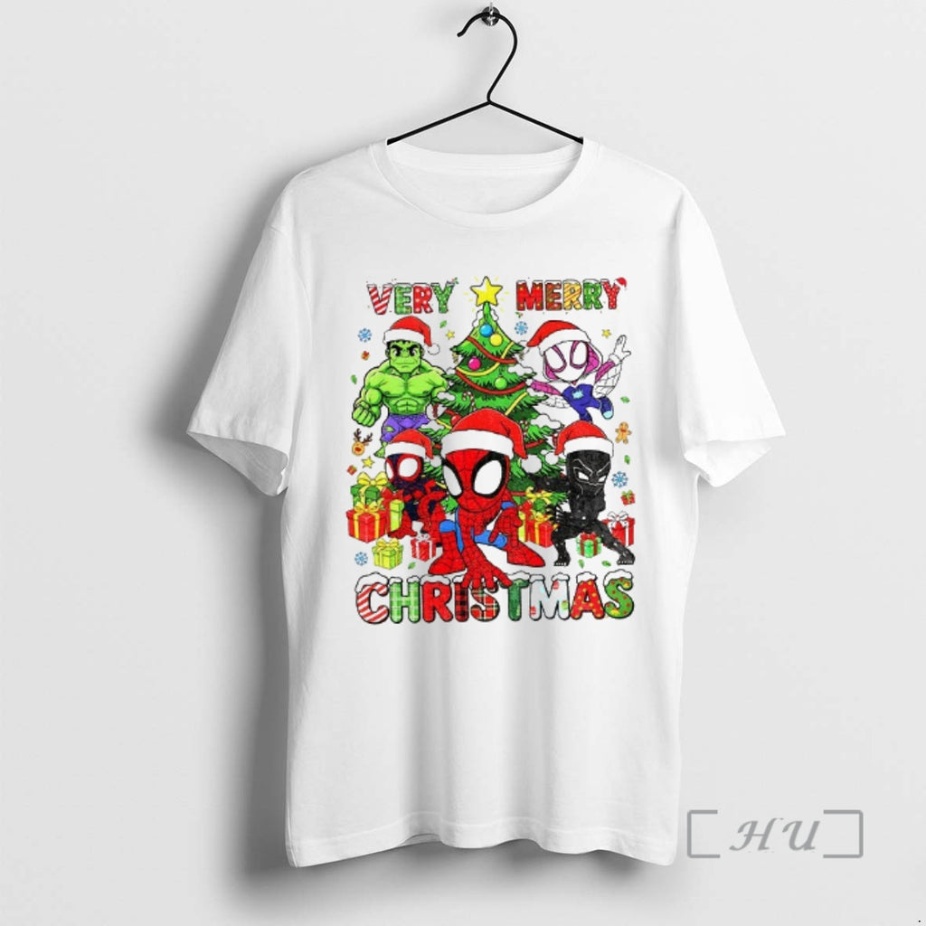 Officials Mavel Very Merry Christmas Spidey And His Amazing Friends The Avengers Premium T Shirts