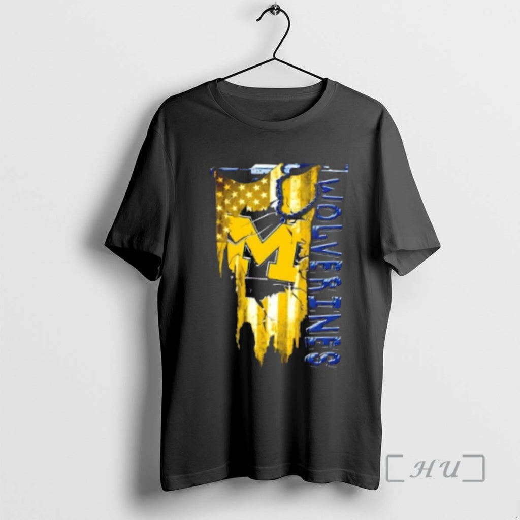 Officials Michigan Wolverines Football Battle Shattered Usa Flag Rip Design
