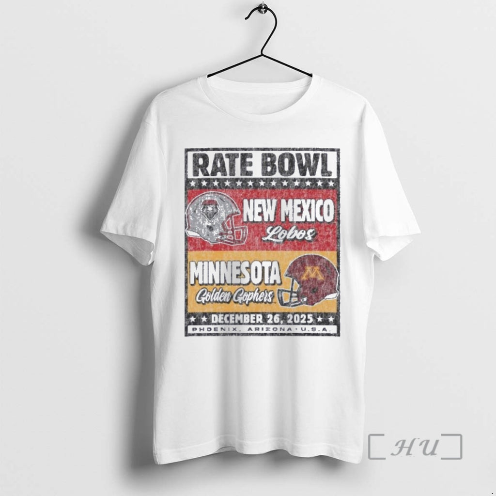 Officials New Mexico Lobos Vs Minnesota Golden Gophers 2025 Rate Bowl Vintage Premium T Shirts