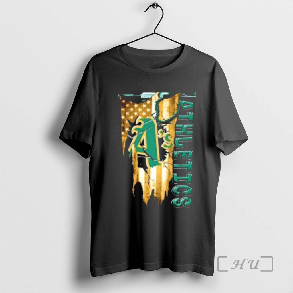 Officials Oakland Athletics Baseball Battle Shattered Usa Flag Rip Design