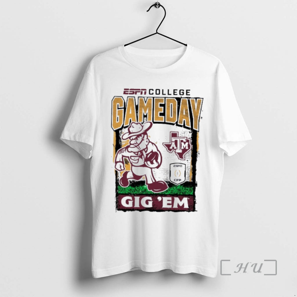 Officials Texas Am Aggies 2025 26 Cfp College Gameday Mascot Gig Em Premium T Shirts