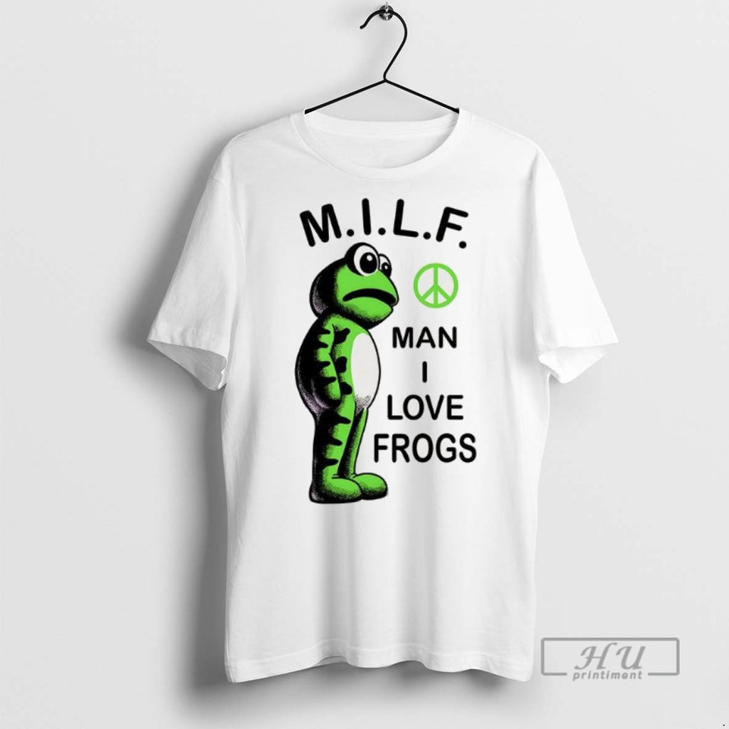Officials Trending Milf Man I Love Frogs Graphic Tee Shirt Sweatshirt Hoodies