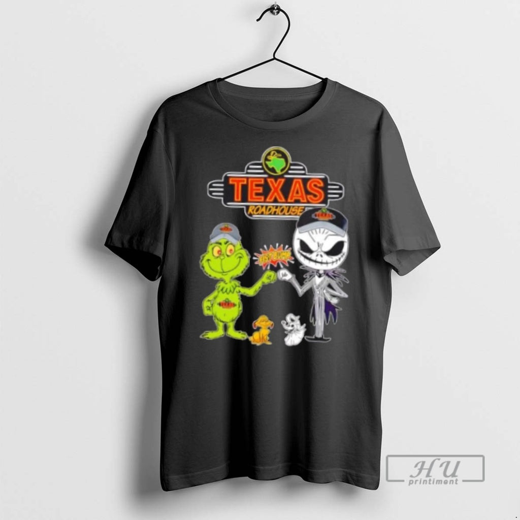 Officials Trending Texas Roadhouse X Grinch And Jack Skellington Fist Bump Uniwilling Friends