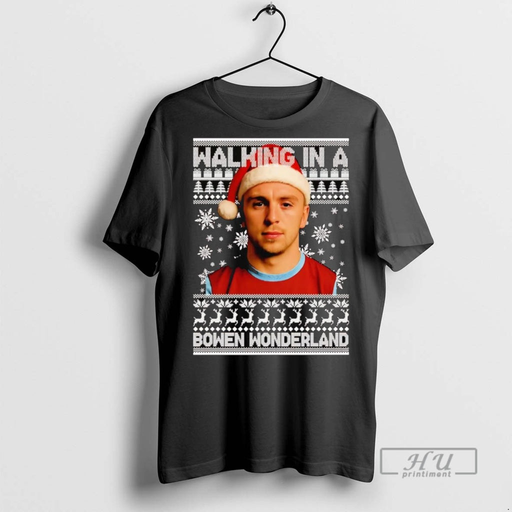 Officials Trending Walking In A Bowen Wonderland Ugly Christmas Graphic Tee Shirt Sweatshirt Hoodies