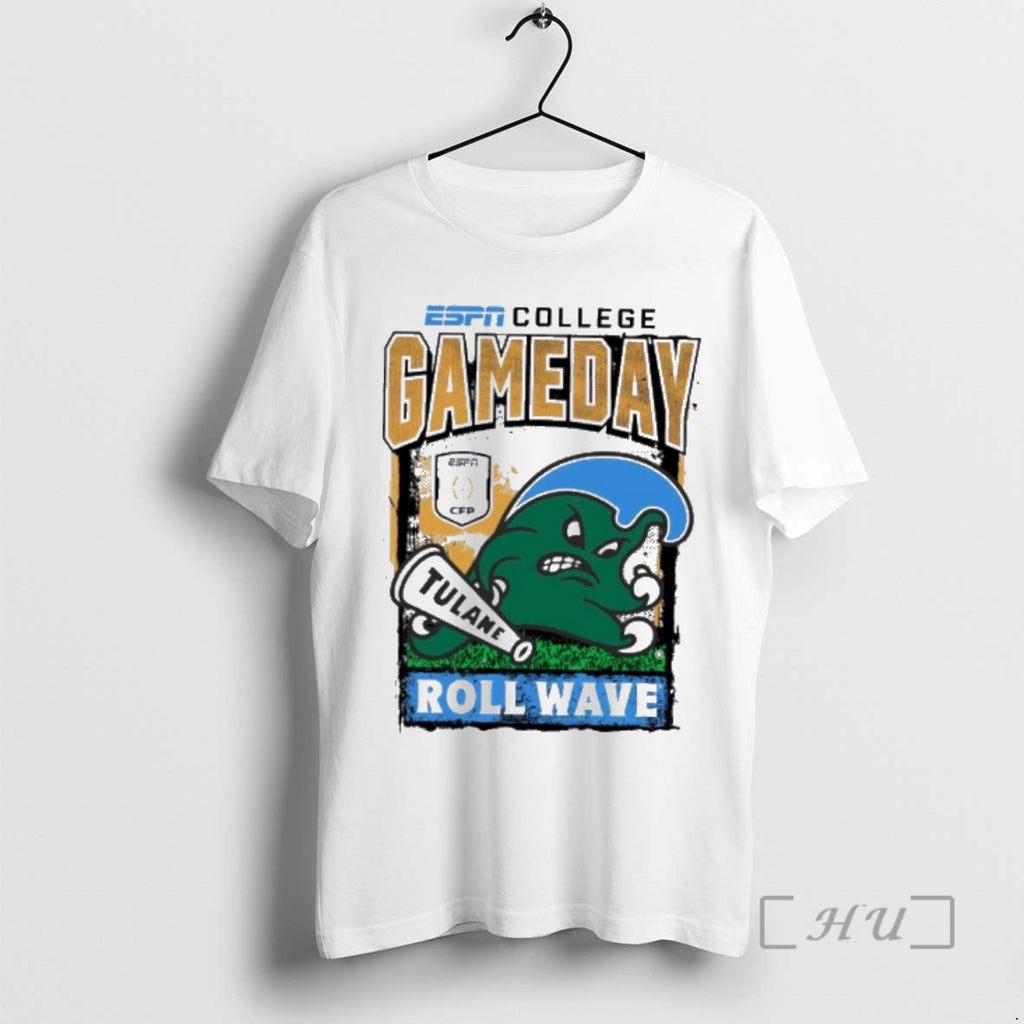 Officials Tulane Green Wave 2025 26 Cfp College Gameday Mascot Roll Wave Premium T Shirts