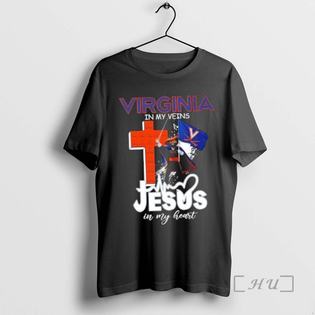 Officials Virginia Cavaliers Mascot Hold Flag In My Veins Jesus In My Heart Premium