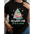 Oh What Fun Read Book Lights Christmas Tree Party Snowflake T-Shirt