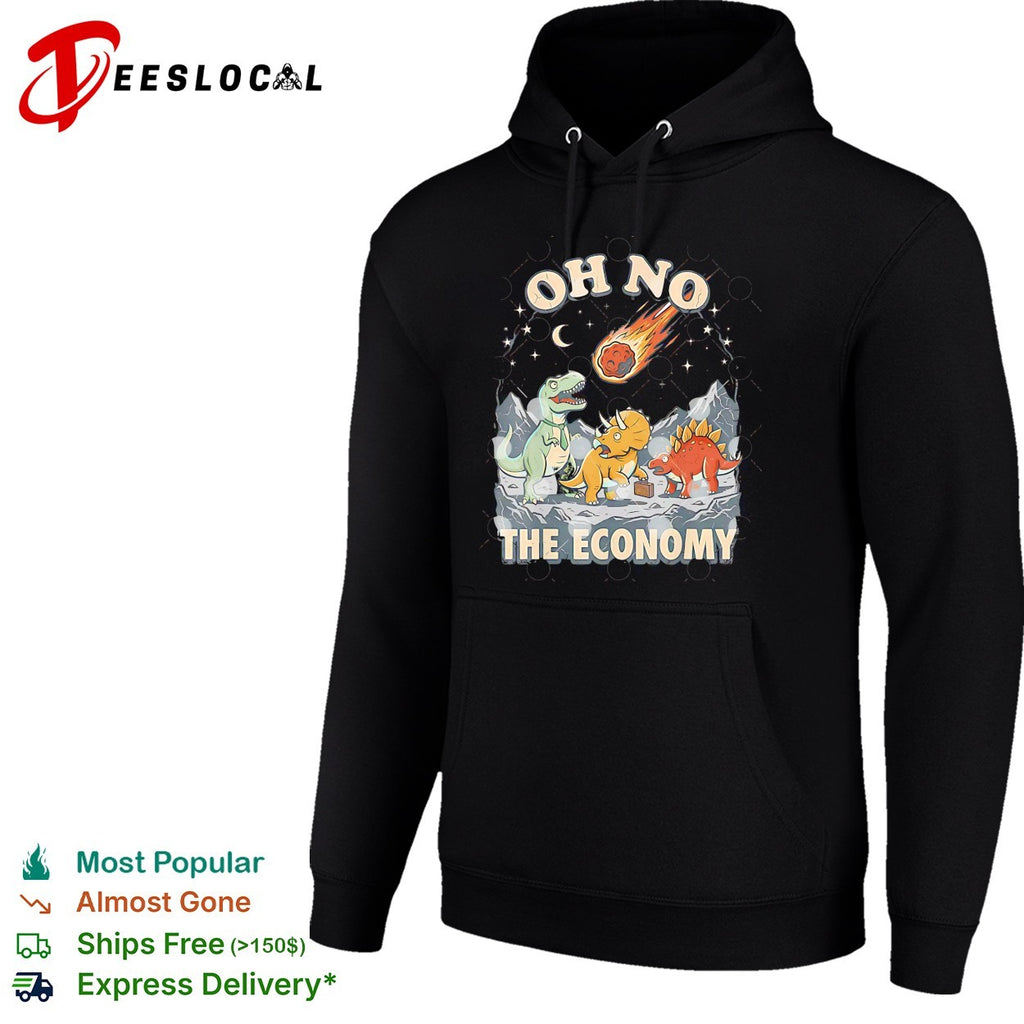 Oh no the economy dinosaurs meteor cartoon shirt