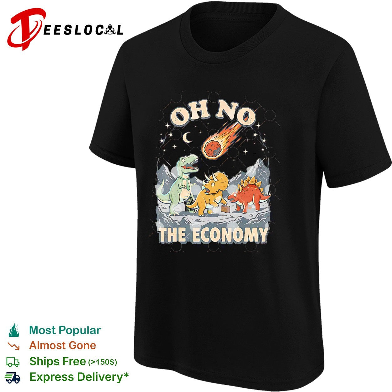 Oh no the economy dinosaurs meteor cartoon shirt