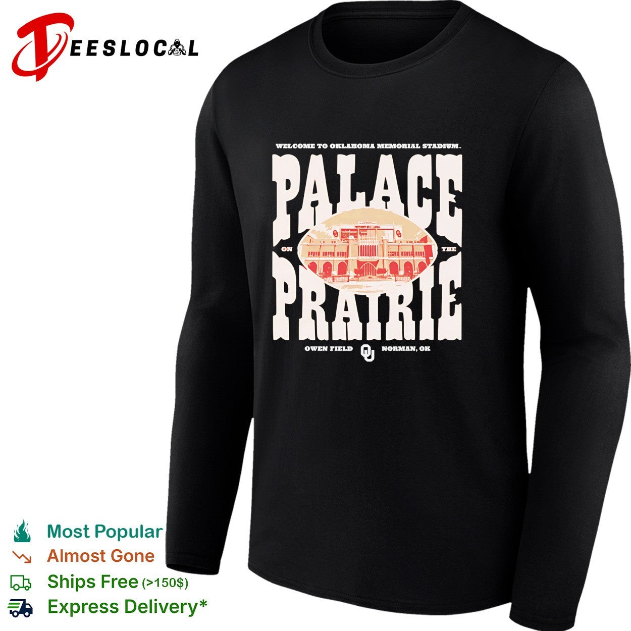 Oklahoma Sooners Palace on the Prairie Owen Field Memorial Stadium shirt