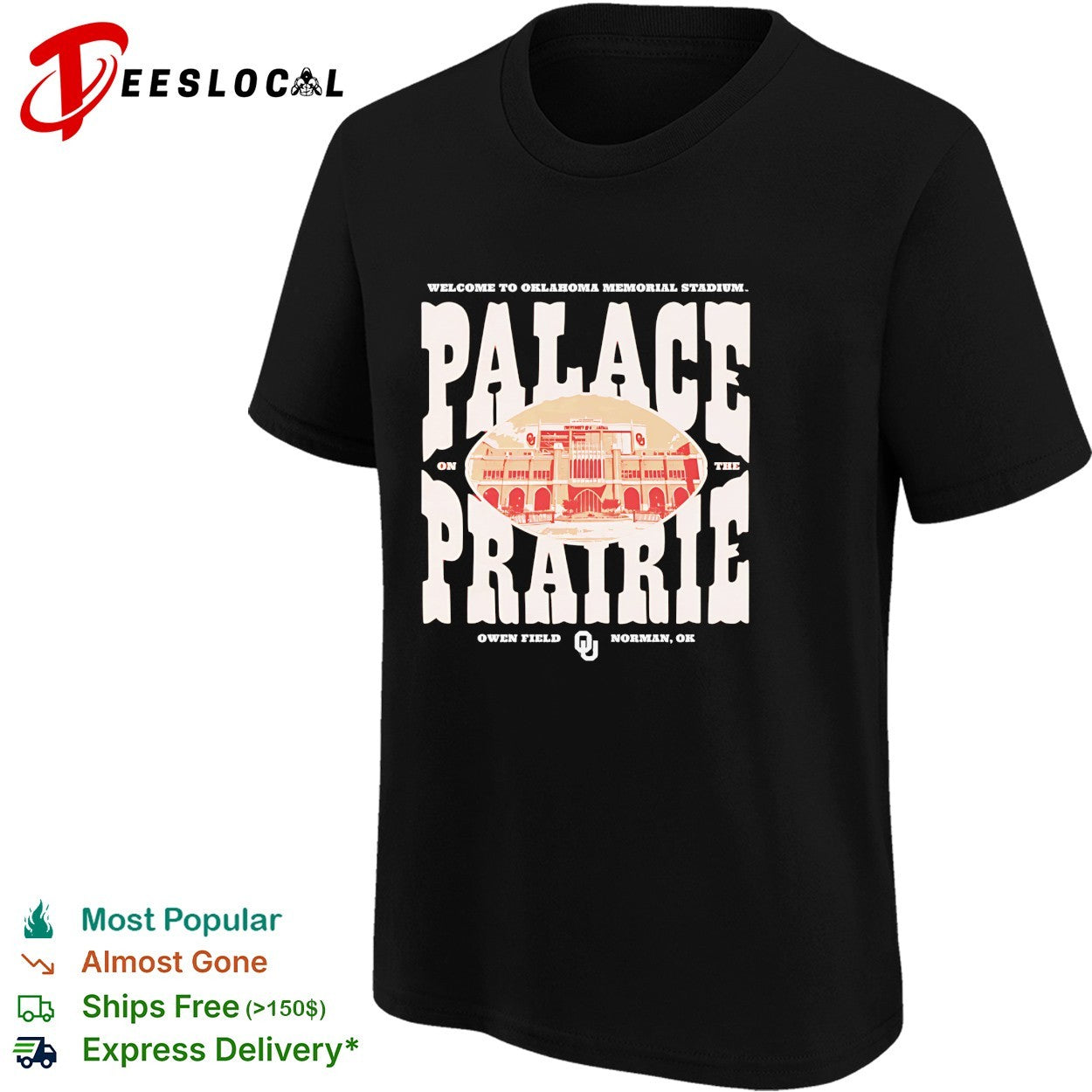 Oklahoma Sooners Palace on the Prairie Owen Field Memorial Stadium shirt