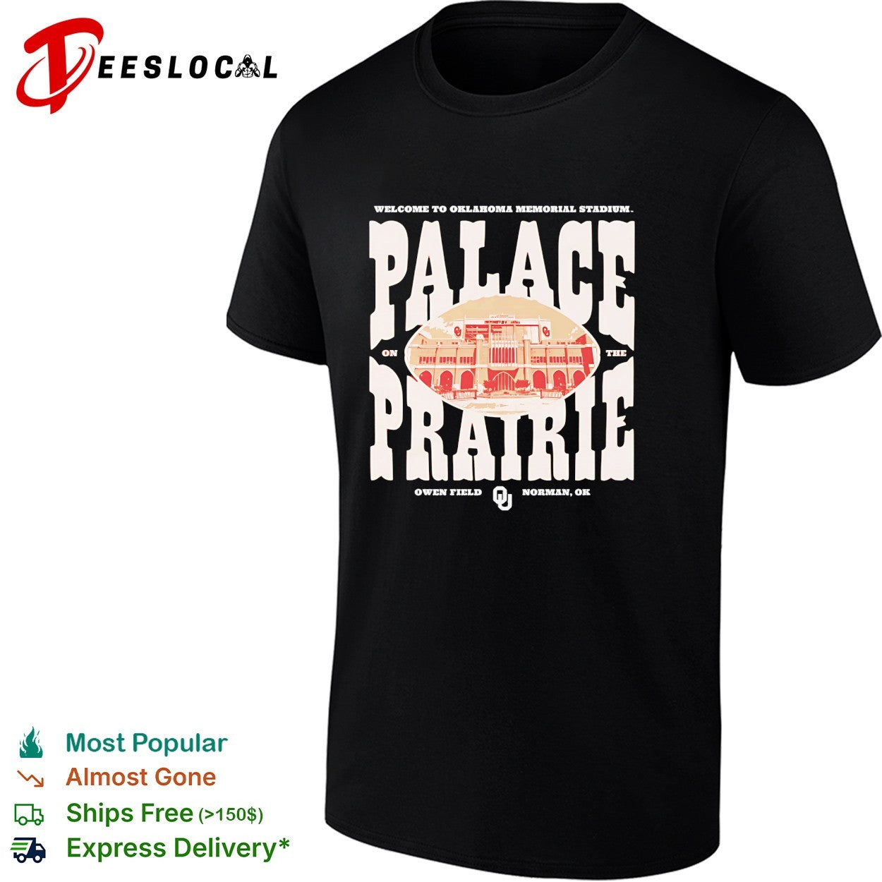 Oklahoma Sooners Palace on the Prairie Owen Field Memorial Stadium shirt