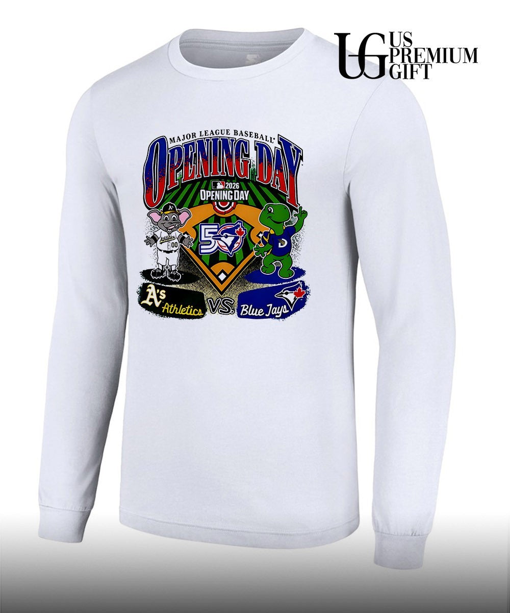 Opening Day Oakland Athletics and Toronto Blue Jays Major League Baseball 2026 mascot shirt