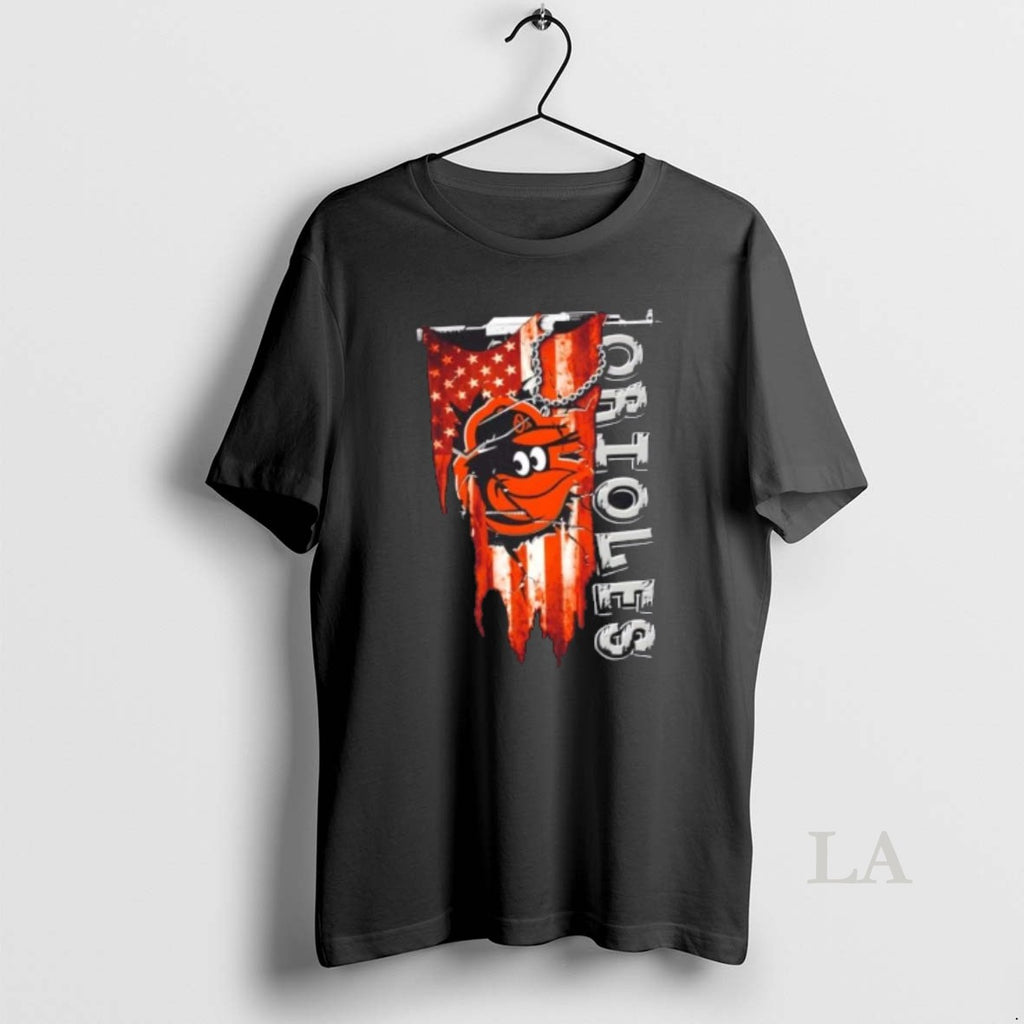 Original Baltimore Orioles Baseball Battle Shattered Usa Flag Rip Design