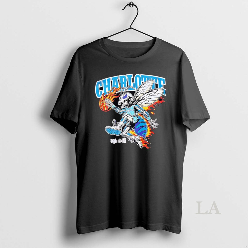 Original Charlotte Hornets Mascot Skeleton Burning Player Nba