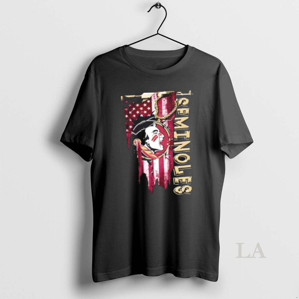 Original Florida State Seminoles Football Battle Shattered Usa Flag Rip Design