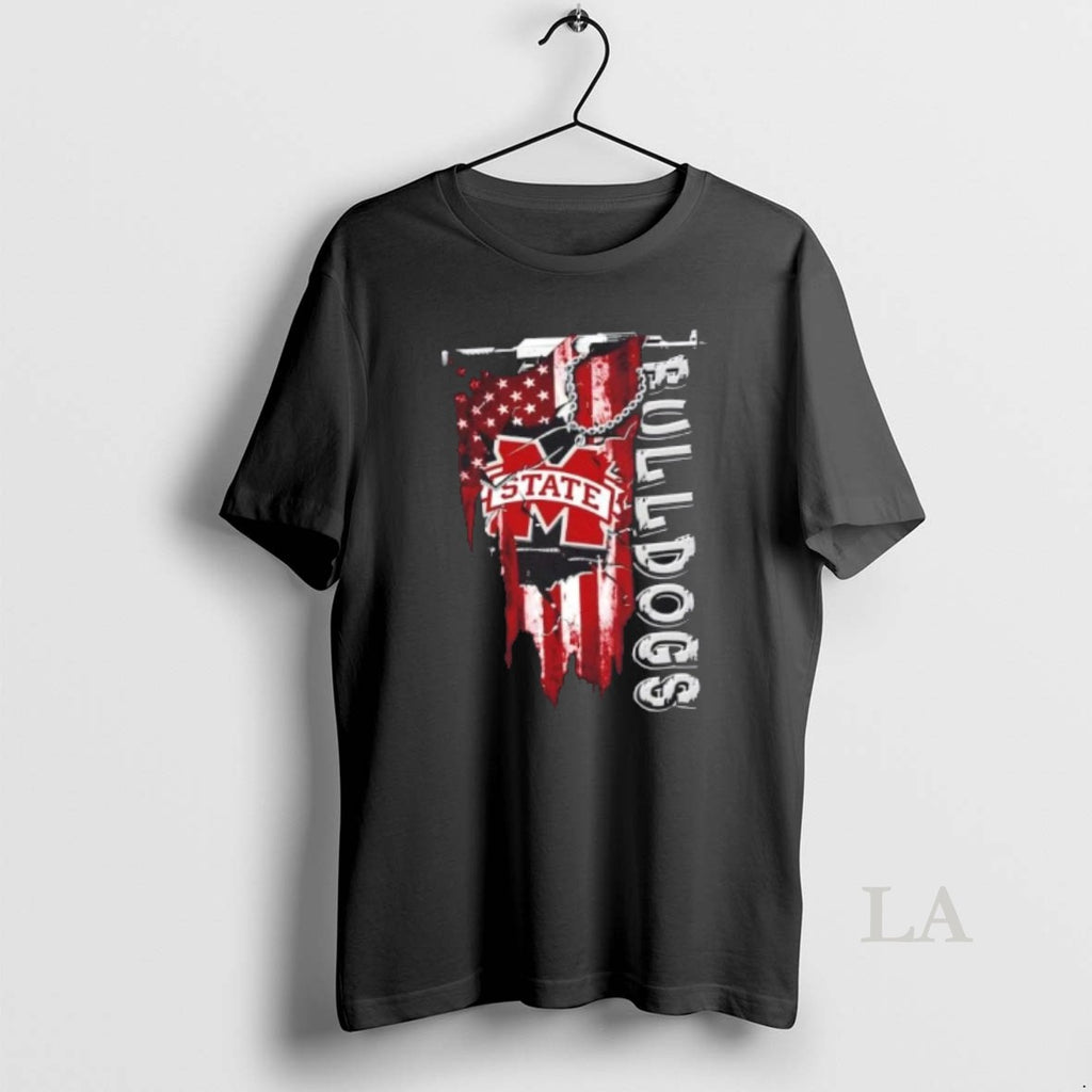 Original Mississippi State Bulldogs Football Battle Shattered Usa Flag Rip Design