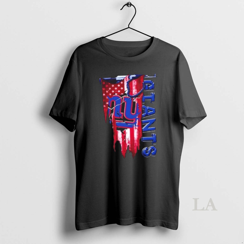 Original New York Giants Football Battle Shattered Usa Flag Rip Design