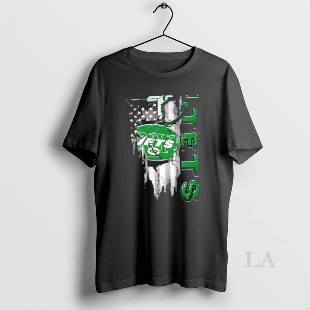Original New York Jets Football Battle Shattered Usa Flag Rip Design