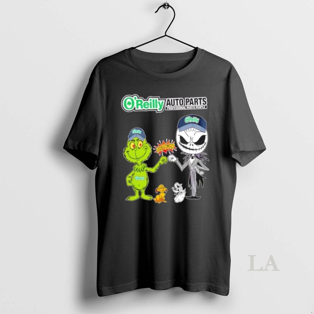 Original Oreilly Auto Parts X Grinch And Jack Skellington Fist Bump Uniwilling Friends