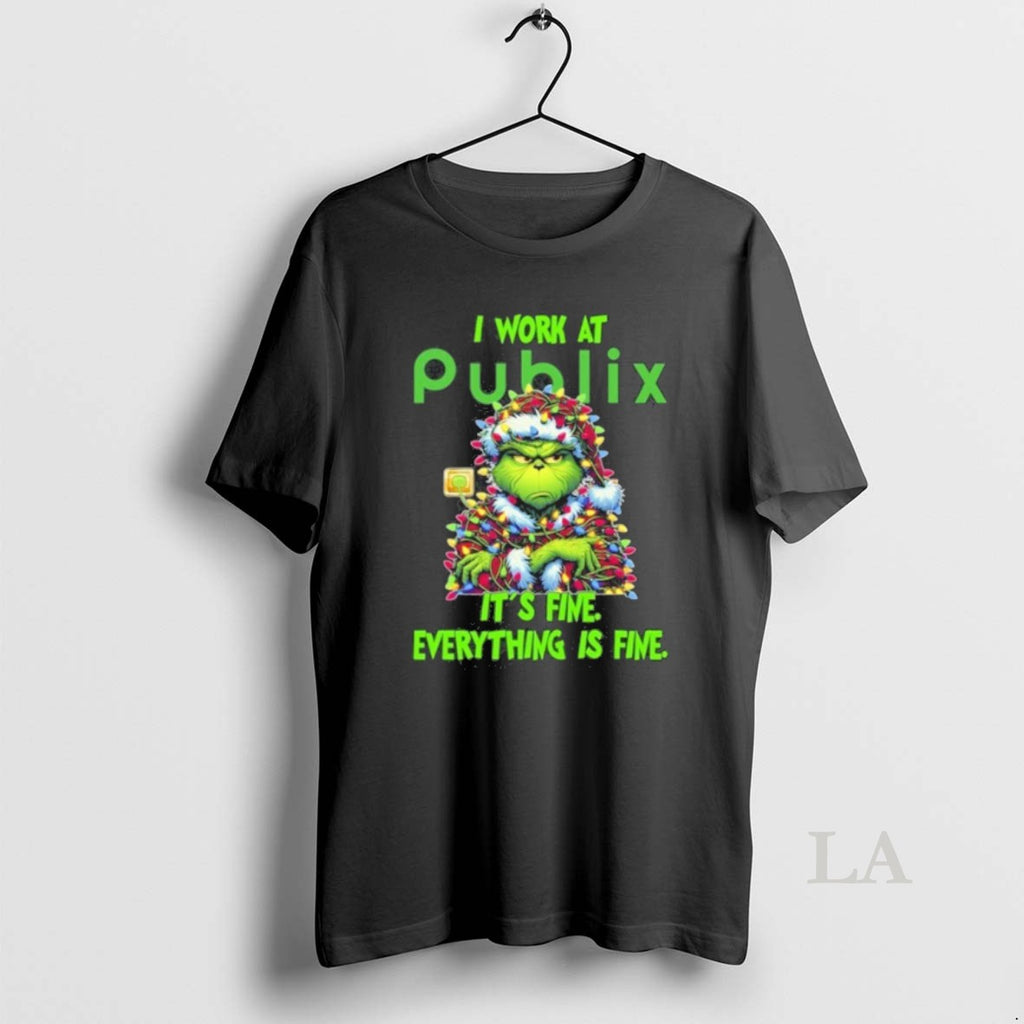 Original Santa Grinch Light I Work At Publix Logo Its Fine Everything Is Fine