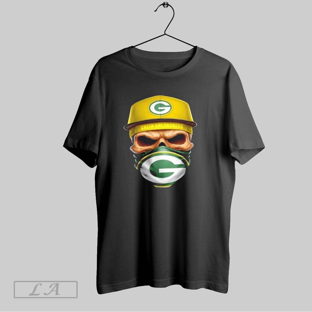 Original Skull Wearing A Face Scarf Green Bay Packers Football