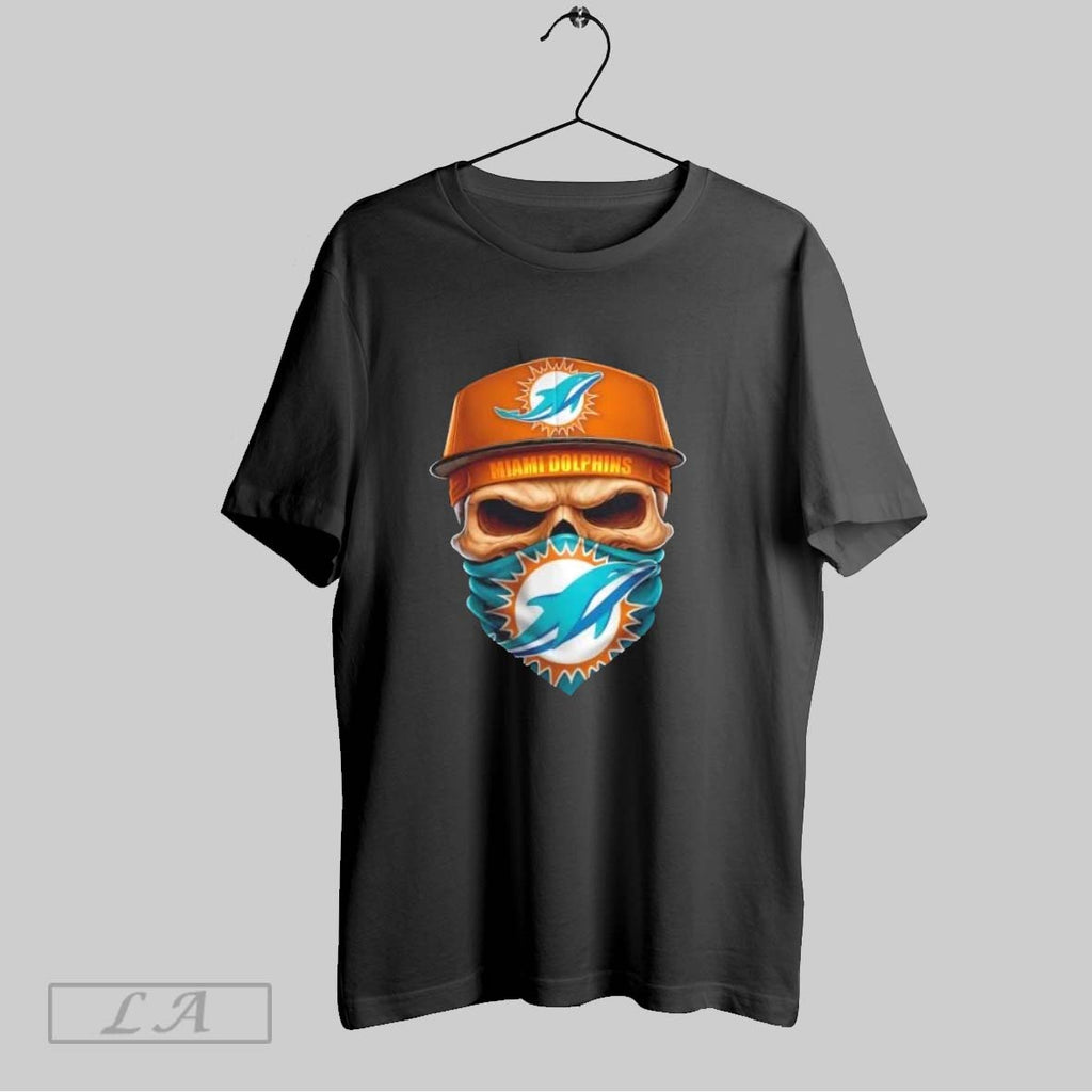 Original Skull Wearing A Face Scarf Miami Dolphins Football