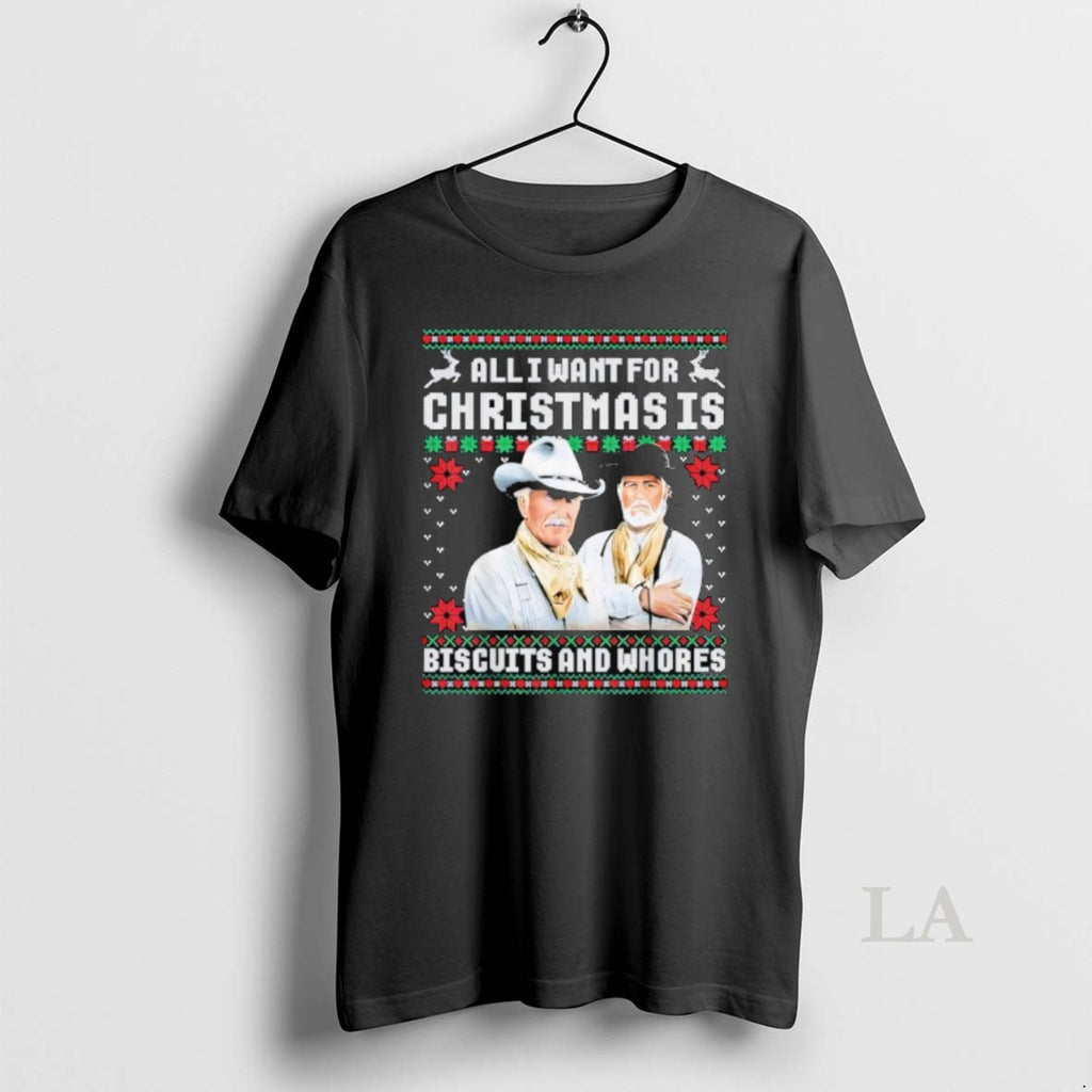 Original Western Cowboys Biscuits And Whores Christmas Quote Retro