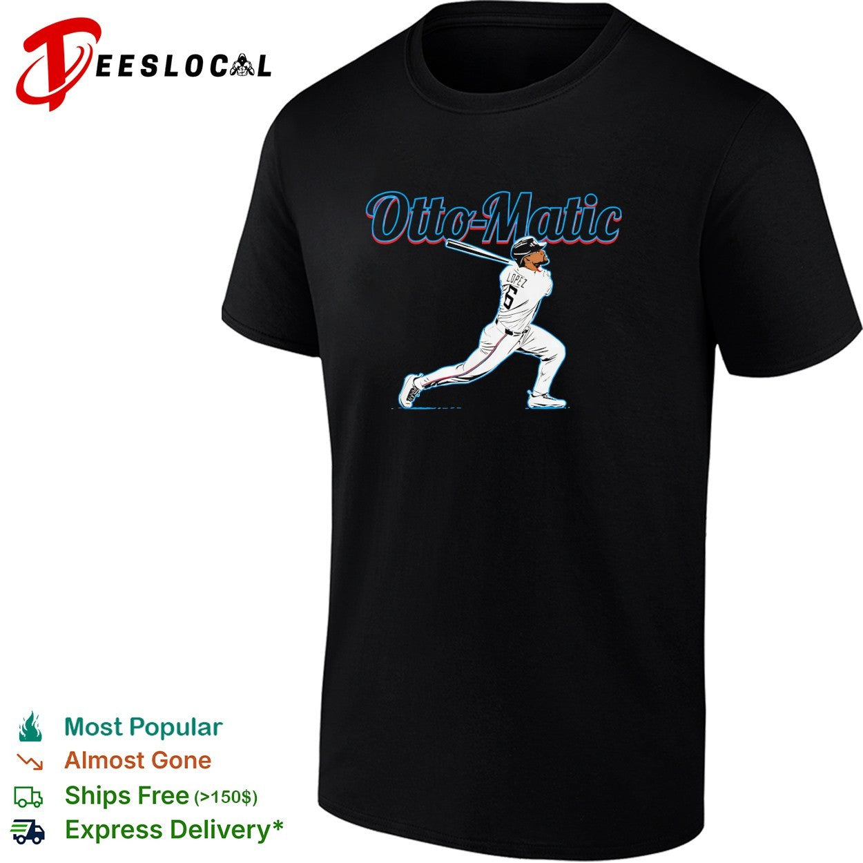 Otto Lopez Otto-matic Miami Marlins MLB slugger swing shirt