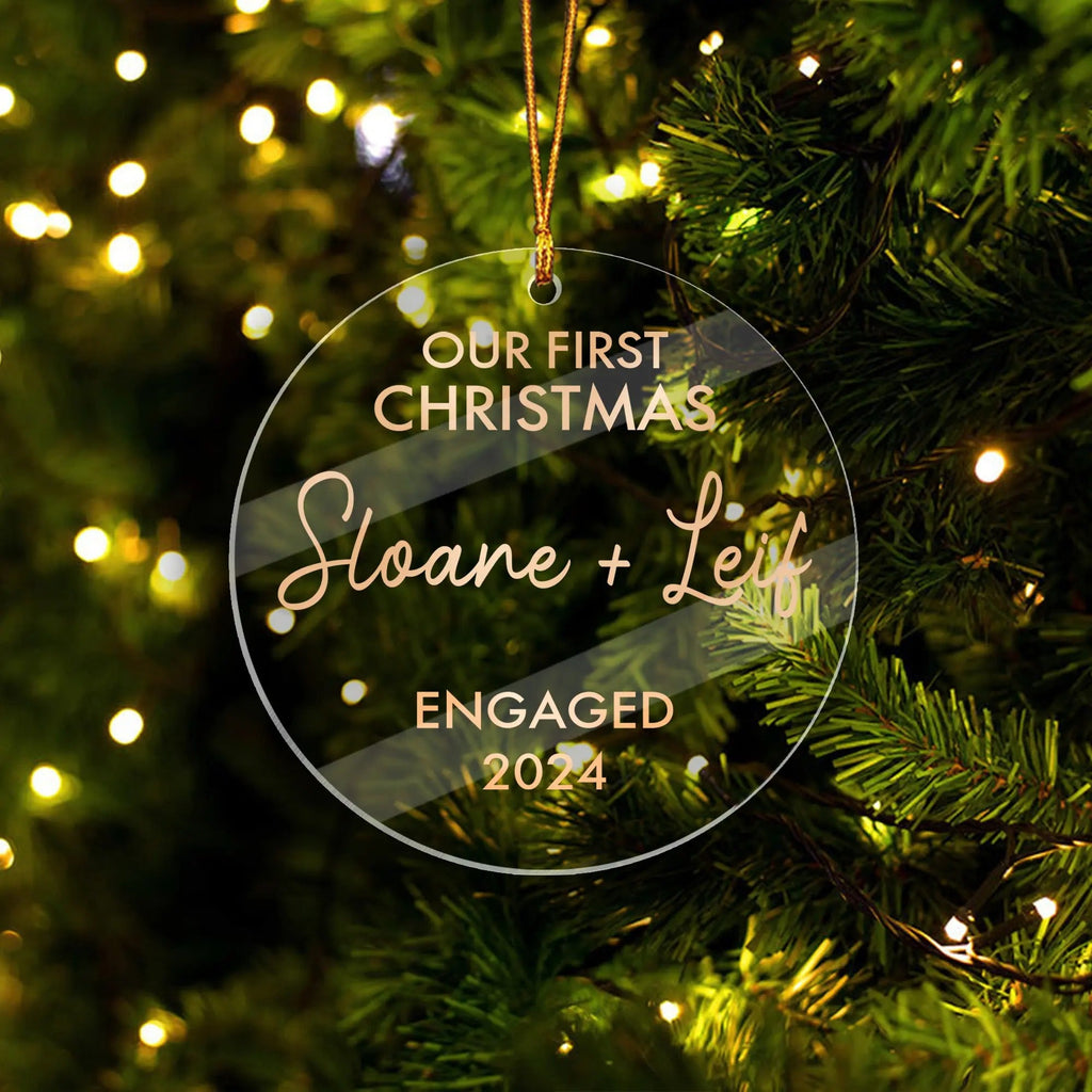 Our First Christmas Engaged Personalized Acrylic Ornament
