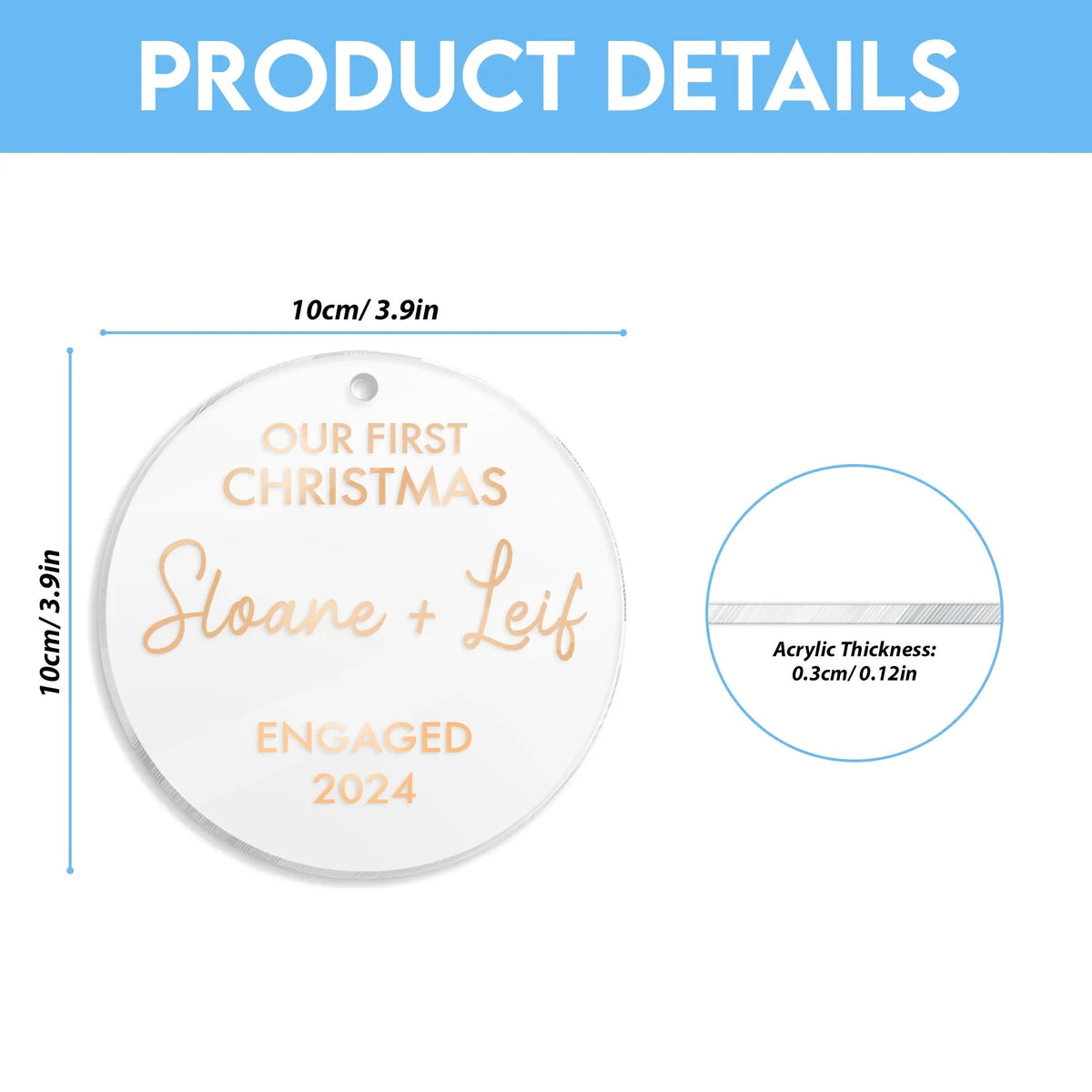 Our First Christmas Engaged Personalized Acrylic Ornament