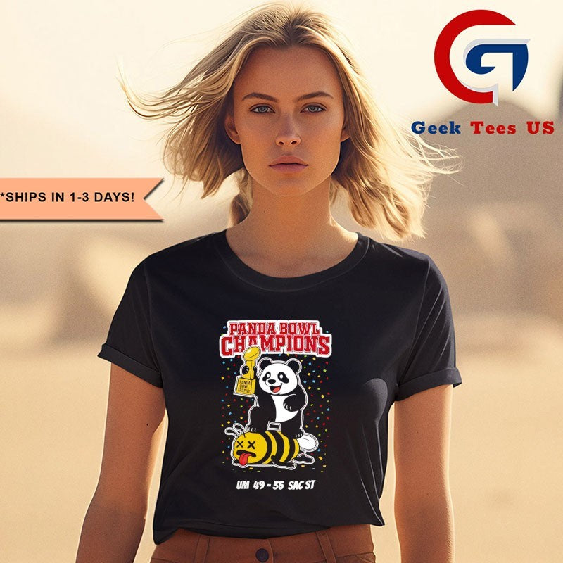 Panda Bowl Champions Panda Bee mascot score shirt