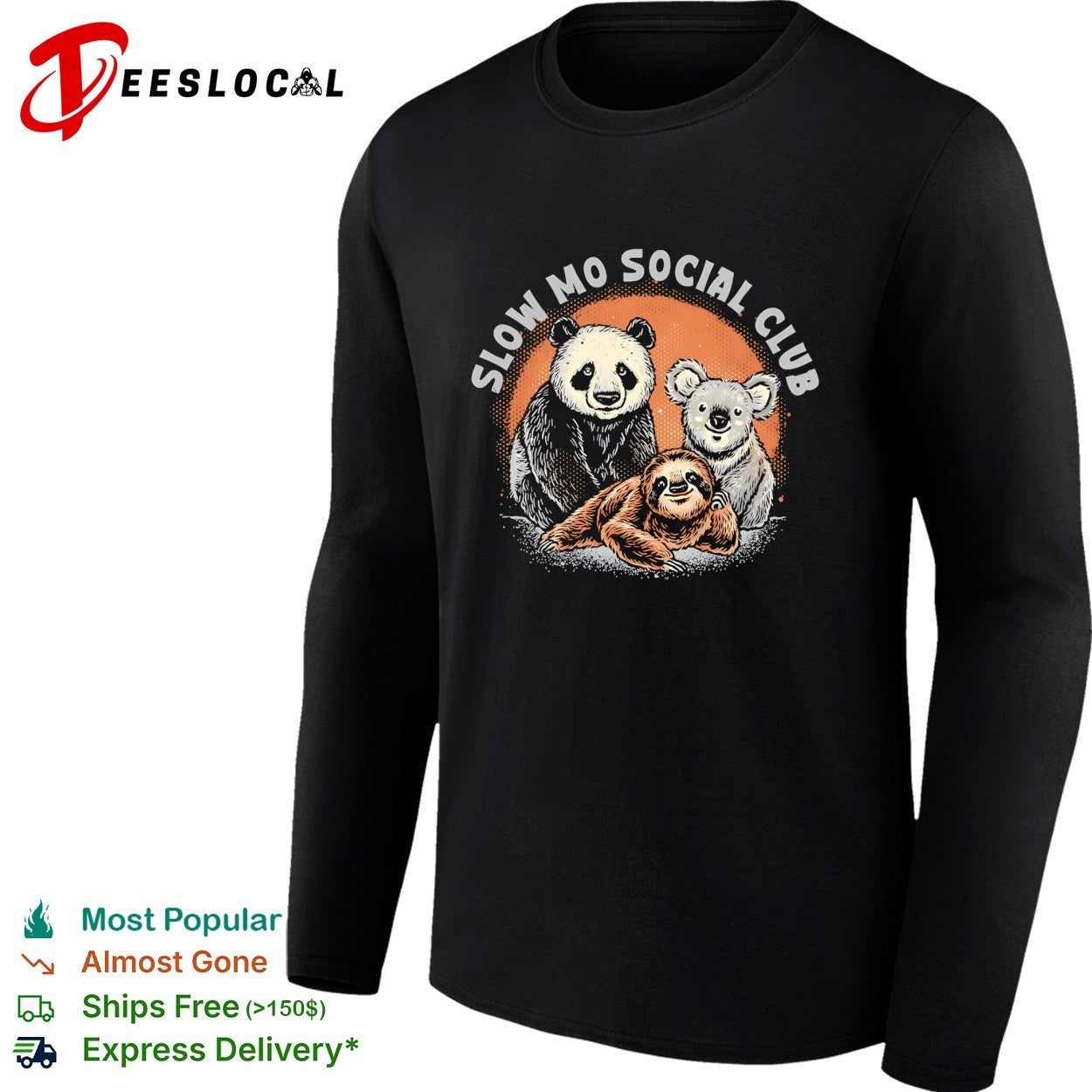 Panda koala and sloth Slow Mo Social Club shirt