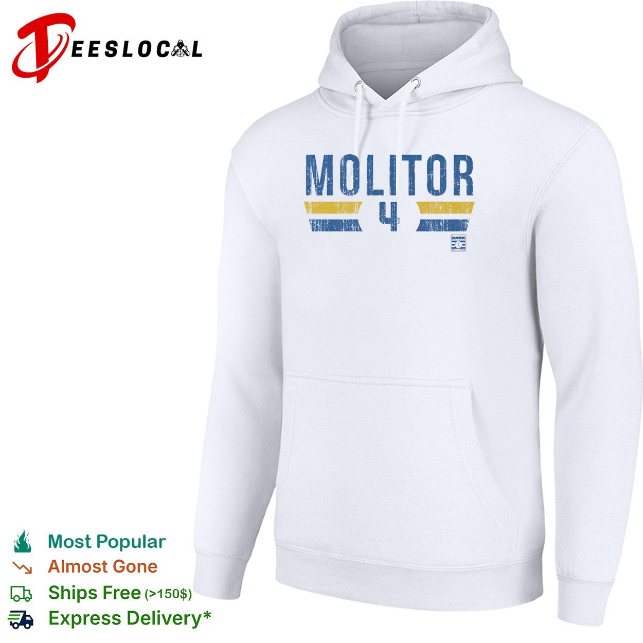 Paul Molitor number 4 Milwaukee Brewers baseball retro shirt