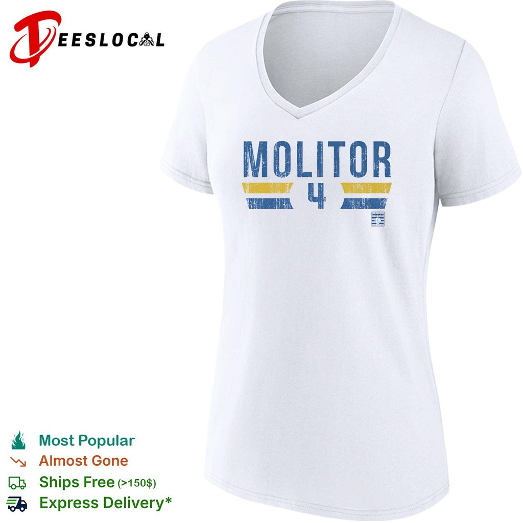 Paul Molitor number 4 Milwaukee Brewers baseball retro shirt