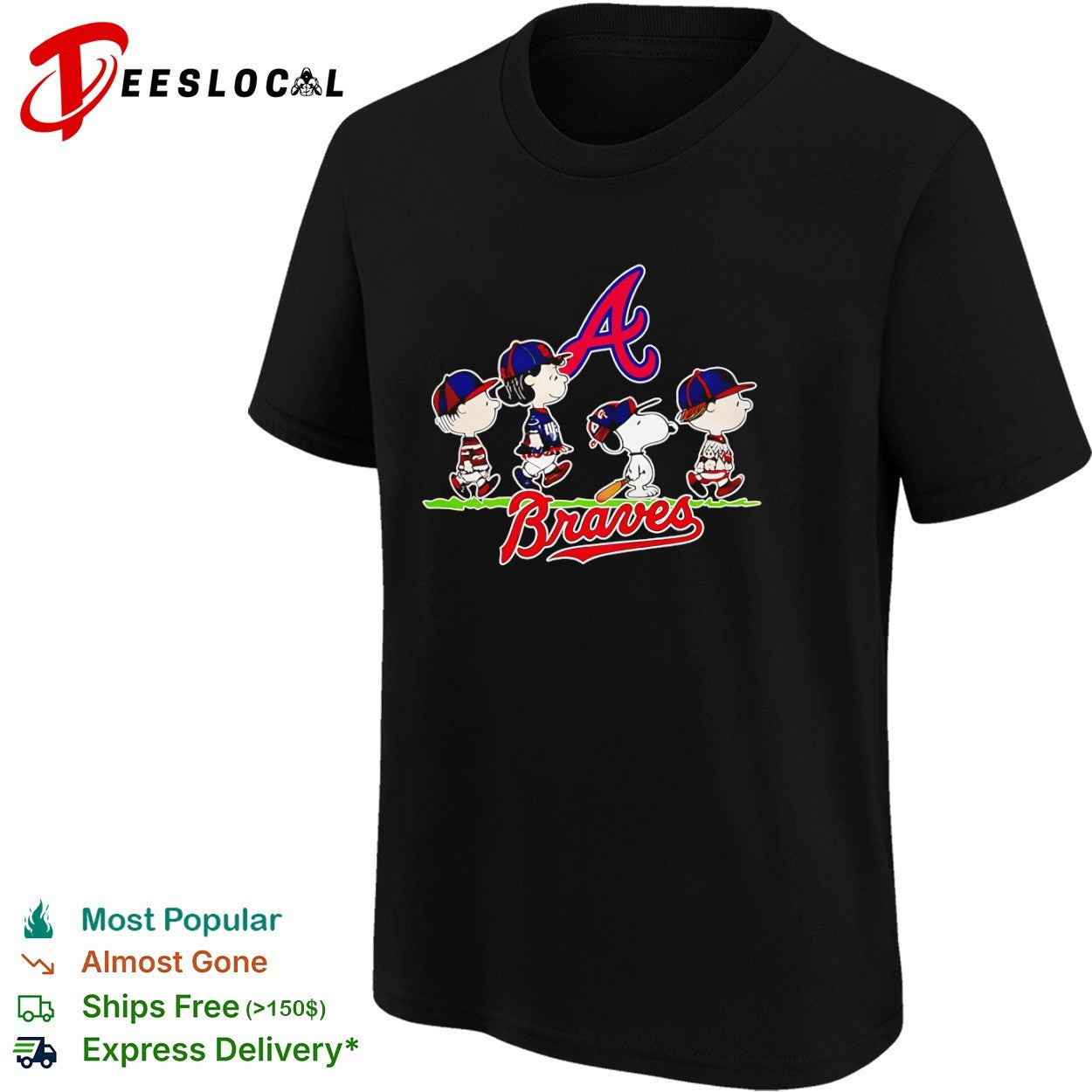 Peanuts Characters Atlanta Braves Baseball shirt
