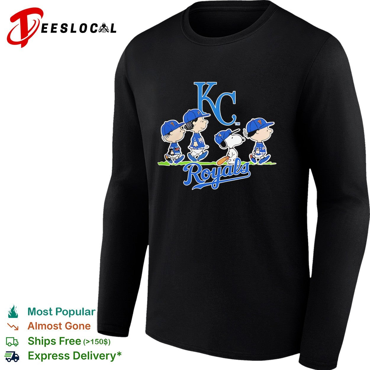Peanuts Characters Kansas City Royals Baseball shirt