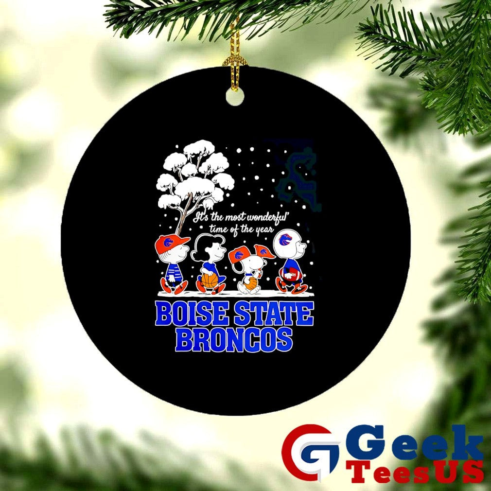 Peanuts characters Boise State Broncos it’s the most wonderful time of the year scene Christmas Season Holiday 2025 shirt