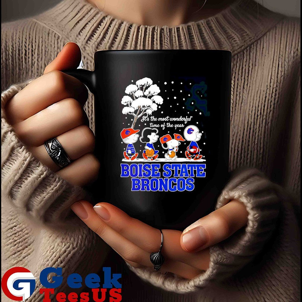 Peanuts characters Boise State Broncos it’s the most wonderful time of the year scene Christmas Season Holiday 2025 shirt