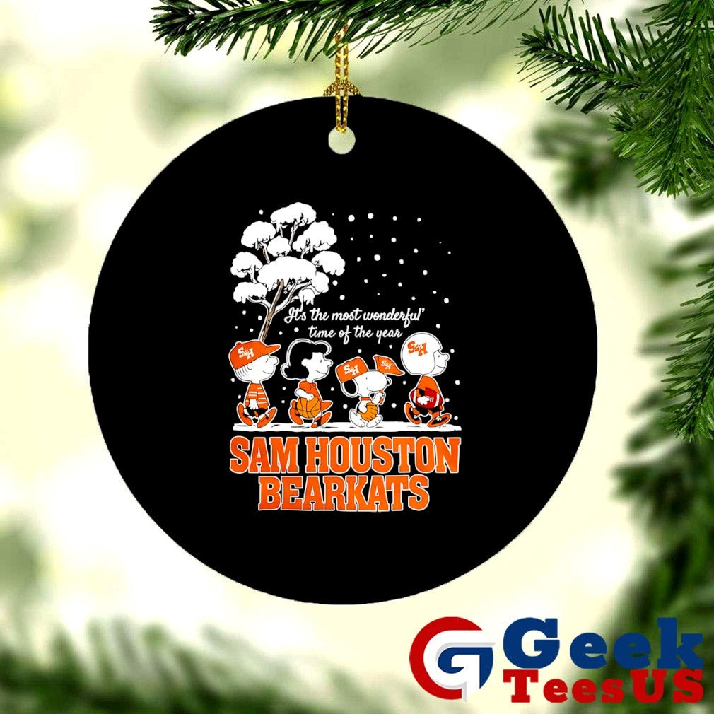 Peanuts characters Sam Houston Bearkats it’s the most wonderful time of the year scene Christmas Season Holiday 2025 shirt