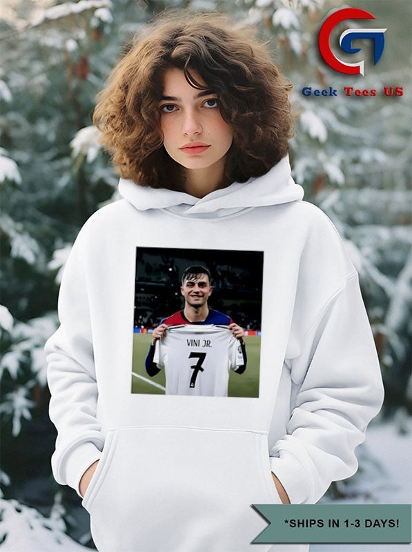 Pedri Pulling Vini Jr 7 photo shirt