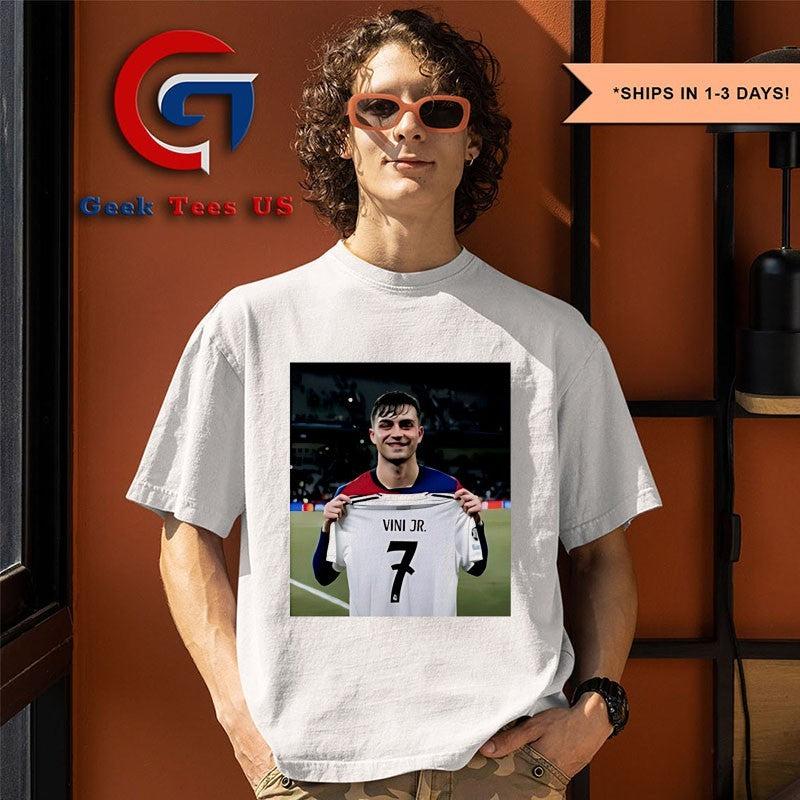 Pedri Pulling Vini Jr 7 photo shirt
