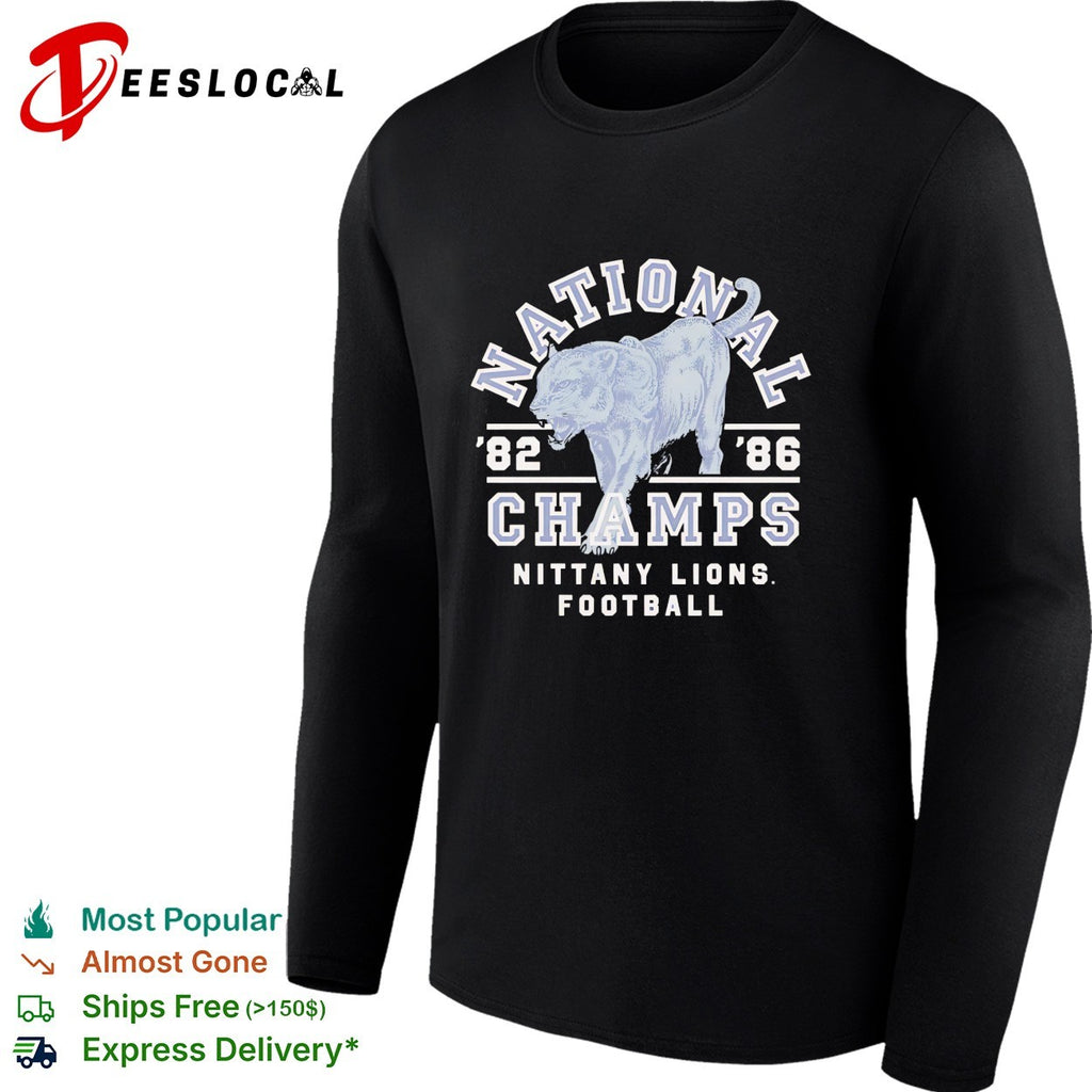 Penn State Nittany Lions national champs 1982 1986 mountain lion football shirt