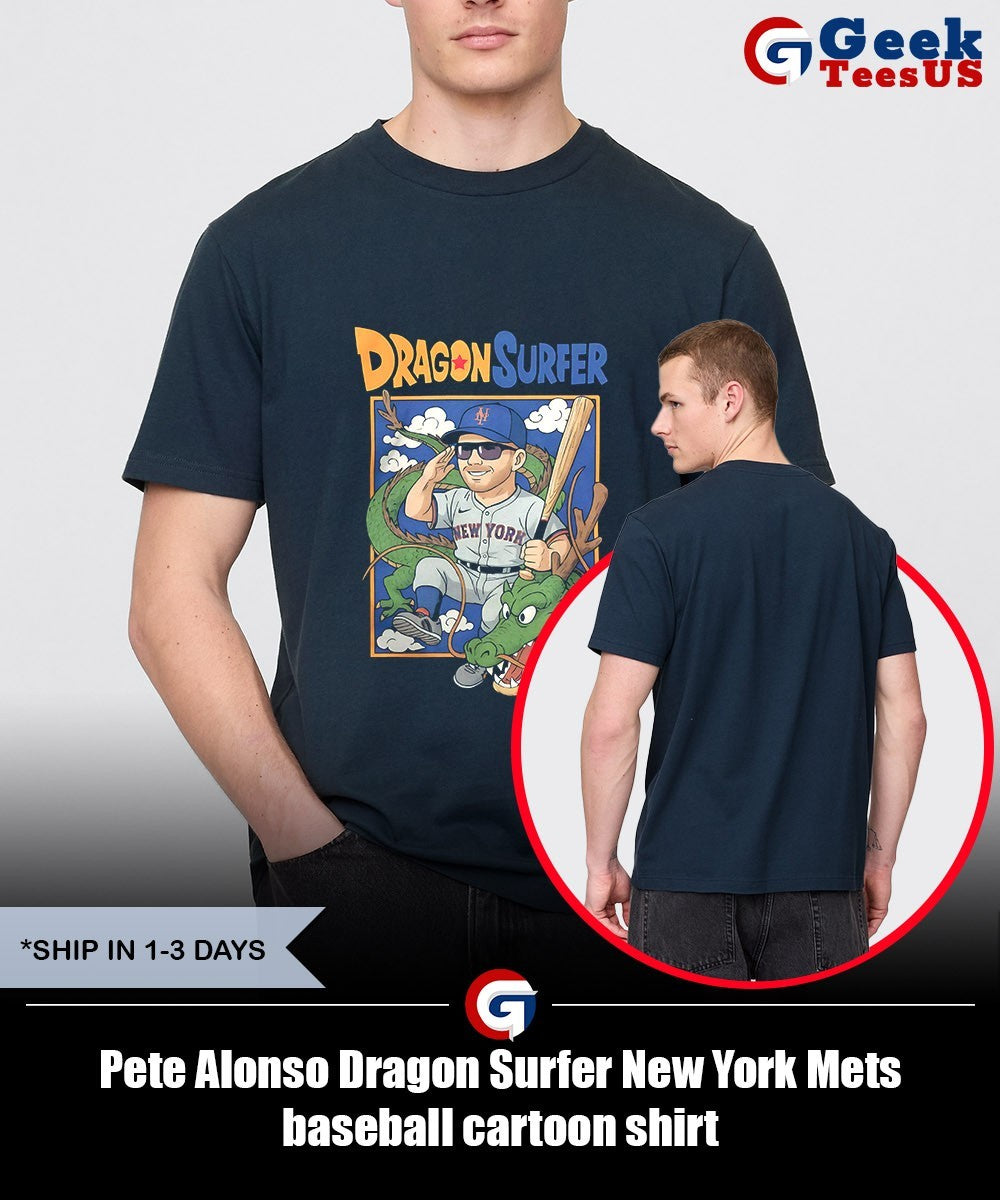 Pete Alonso Dragon Surfer New York Mets baseball cartoon shirt