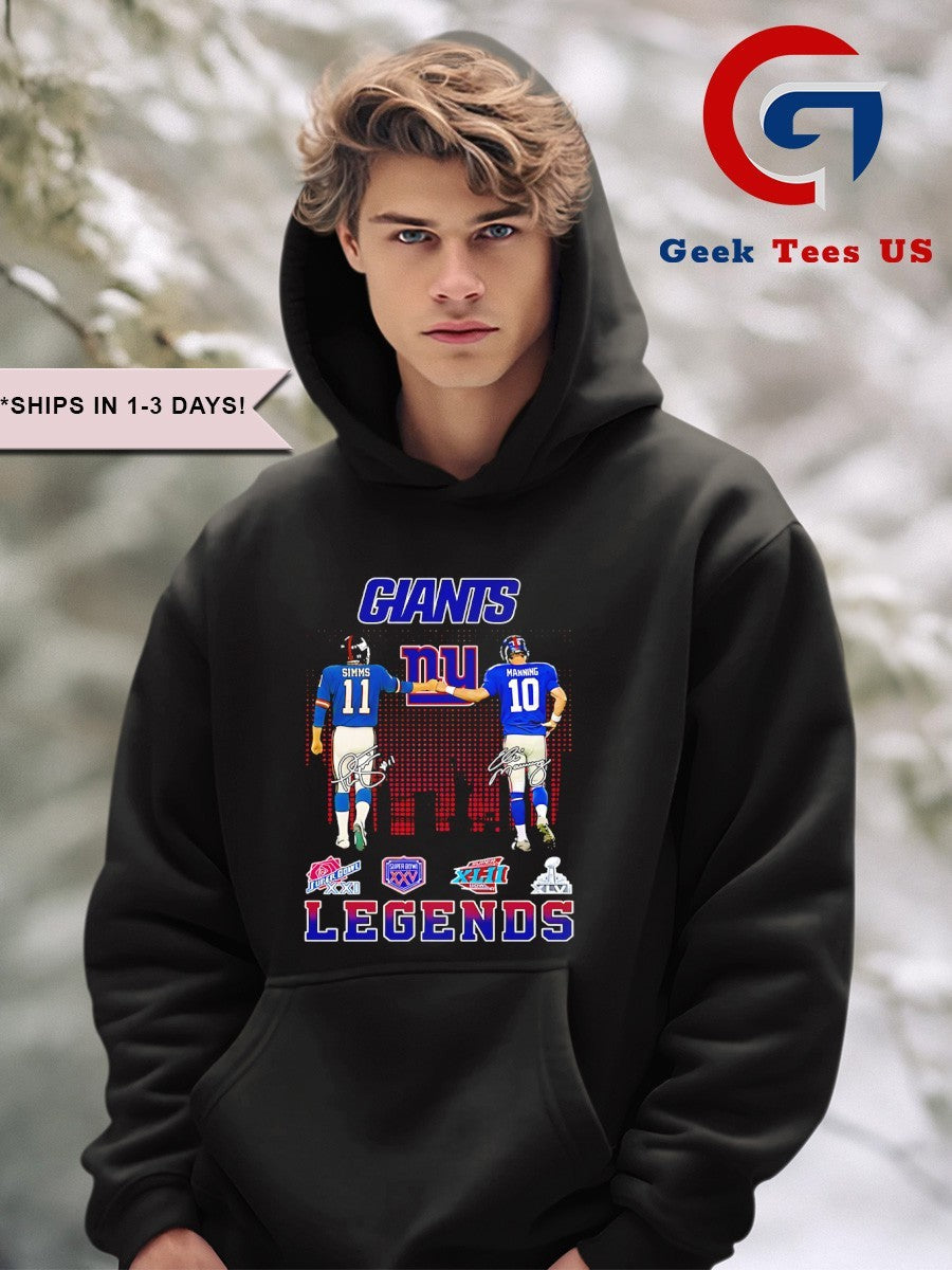 Phil Simms fist bump Eli Manning New York Giants Football Legends 2025 signature shirt