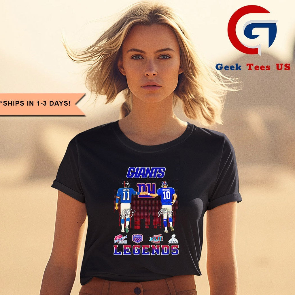 Phil Simms fist bump Eli Manning New York Giants Football Legends 2025 signature shirt
