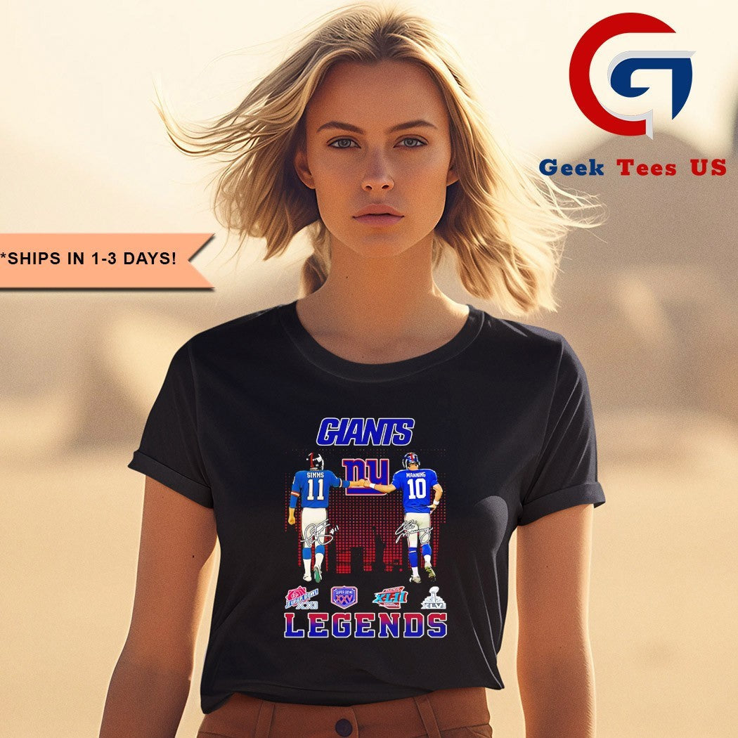 Phil Simms fist bump Eli Manning New York Giants Football Legends 2025 signature shirt
