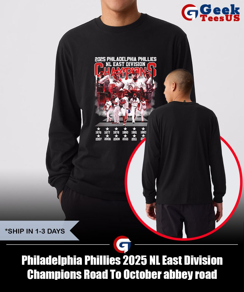 Philadelphia Phillies 2025 NL East Division Champions Road To October abbey road shirt