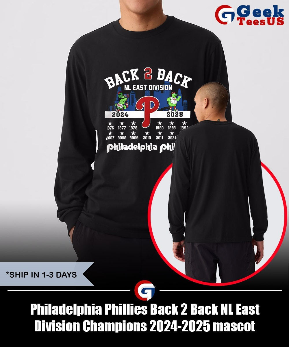 Philadelphia Phillies Back 2 Back NL East Division Champions 2024-2025 mascot shirt